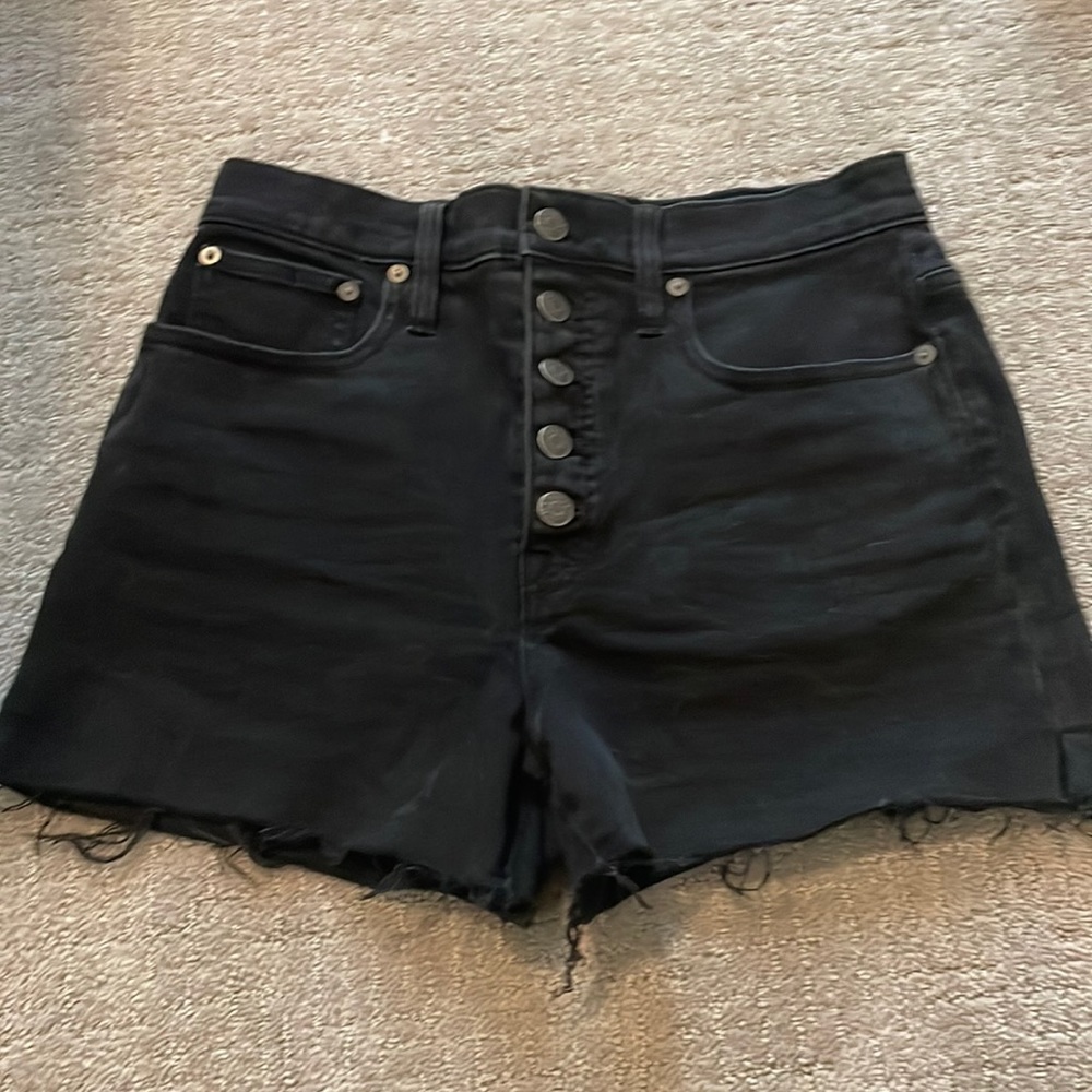 Madewell black denim button fly shorts